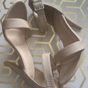Wide Width Nude Strappy Heels